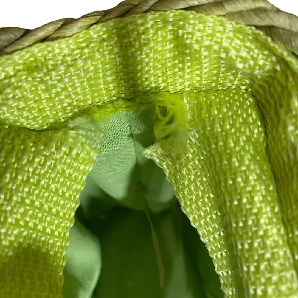 Handmade Woven Straw Tote Purse Handbag Shoulder Bag in Lime Green